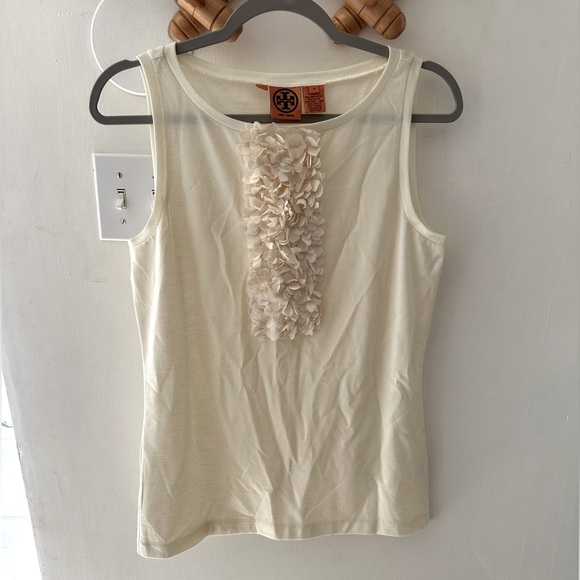 Tory Burch Cream Tank with Appliqué - Picture 1 of 4